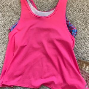 A Hot Pink and Blue Athletic Crop